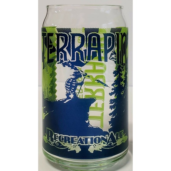 Terrapin Beer Co. PInt Glass Recreation Ale Athens GA Clear Lime and Evergreen - Picture 3 of 8